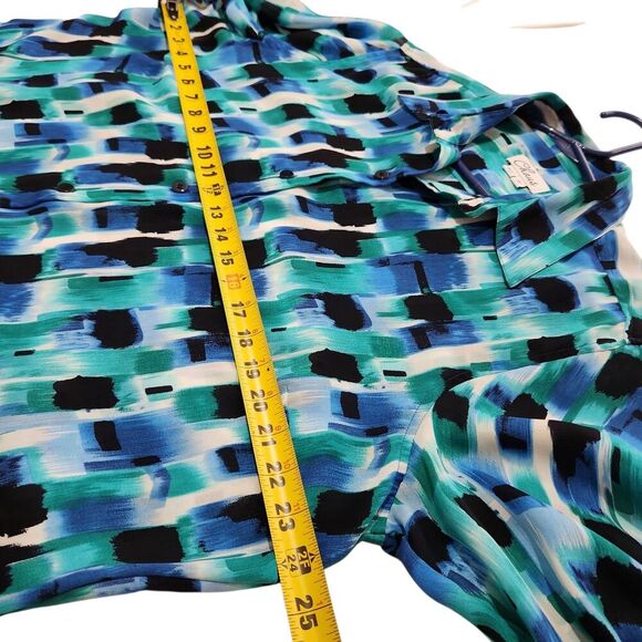 Chaus Womens tops Size 1X Blue Color Sheer Top Lightweight Roll Tab sleeves - Picture 5 of 12